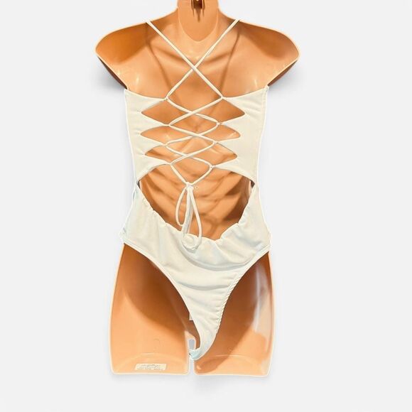 Rue-21 Junior/teens White and Cream Swimsuit-one-piece Size Large NWT - Picture 2 of 4